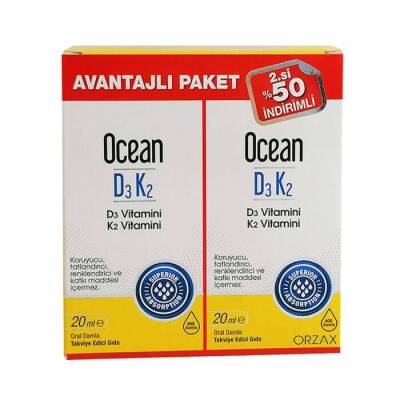 Orzax Ocean D3 K2 Damla 2 x 20 ml - ORZAX-OCEAN
