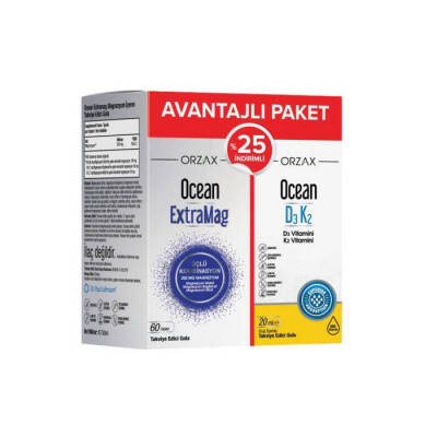 Orzax Ocean ExtraMag 60 Tablet + Orzax Ocean D3 K2 Damla 20 ml - ORZAX-OCEAN